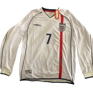 England 2002 Home Retro #7 Beckham Jersey
